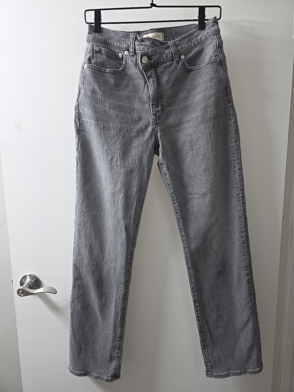 Madewell 90s Straight Gray Crossover Button Jeans Size 27